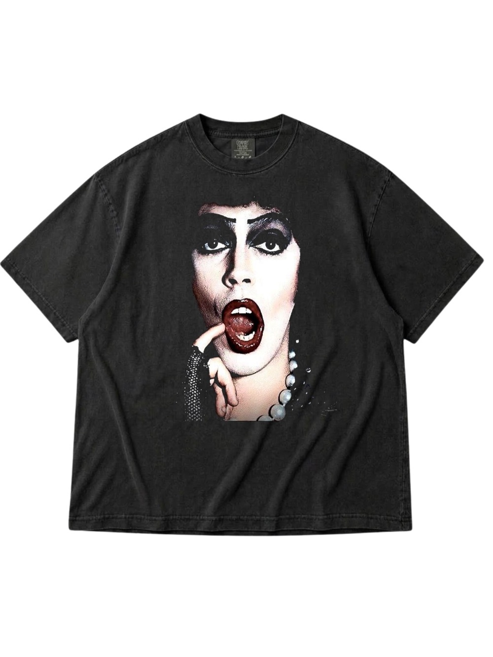 Comfort Colors Black Short-Sleeve Graphic Tee with Portrait Print